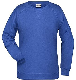 James & Nicholson Damen Raglan Sweatshirt - Sweatshirt aus Bio-Baumwolle mit leicht tailliertem Schnitt | Farbe: royal-Heather | Grösse: XL