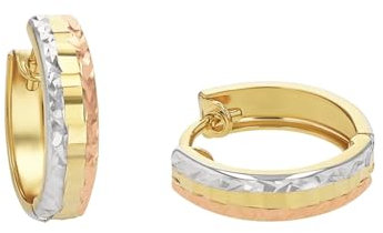 Amor Creolen Damen Ohrschmuck, 1,2 cm, Tricolor, Kommt in Schmuck Geschenk Box, 2013733