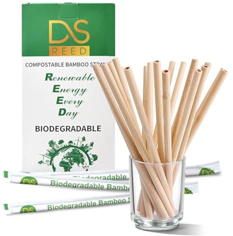 100 Pack DS Reed Natural Bamboo Drinking Straw Reusable BPA Free 7.8 EcoFriendly Organic Alternative To Plastic Straws Strong Durable Compostable Biodegradable Heavy Duty Cold & Hot drinks