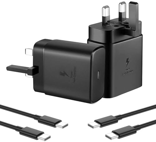 45W USB C Fast Charger Compatible with Samsung Galaxy S24 S23 S22 Ultra Charger S22/S22+/S21 Ultra/S21+/S21/S20，Note 10/Note 10+/Note 20/S20/S21/S10/S9/S8 Type C Wall Charger with cable【2 PACK】
