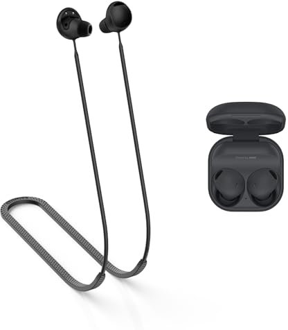 MOWYEOK Anti Verlust Strap für Kopfhörer, kompatibel mit Samsung Galaxy Buds 2 Pro Ohrhörer,Weiches Silikon Anti Lost Lanyard,geeignet für Outdoor Sportarten, Laufen,Fitness - Schwarz