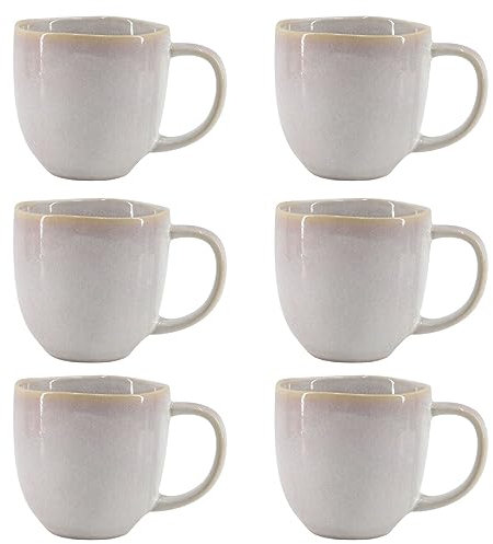 Brigros Wehome - Set Da 6 Tazze Colazione In Ceramica, Lavorate A Mano, Tazze Mug 6 X 350 Ml Pezzi Per Colazione/set Di Tazze Da Caffè, Tazze Cappuccino, Tazze Da The (Glicine)