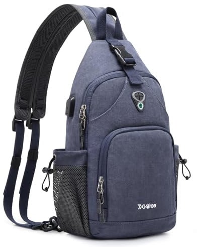 G4Free Canvas Sling Bag Brusttasche Schultertasche Herren Damen für Reise Wandern Laufen Klettern