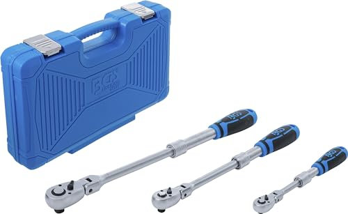 BGS 25128 - Jeu de cliquets réversible - extensible, inclinable - 6,3 mm (1/4) - 10 mm (3/8) - 12,5 mm (1/2) - 3 pièces