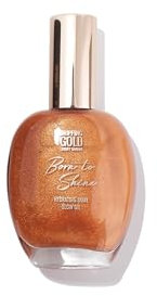 Dripping Gold Born to Shimmer Body Glow Oil Golden – Hydrating Moisturizer with Vitamin E, Jojoba & Argan Oil – Lightweight, Fast-Absorbing & Radiant Shimmer – Coconut Scent – 55ml