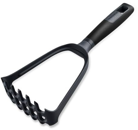 Tasty Everyday Potato Masher and Spaghetti Spoon, 2in1 Utensil, Multifunctional Masher Tool and Serving Spaghetti Spoon, Cooking Utensil with Soft-Touch Handle, Size: 29x11x8cm, Colour: Black & Grey