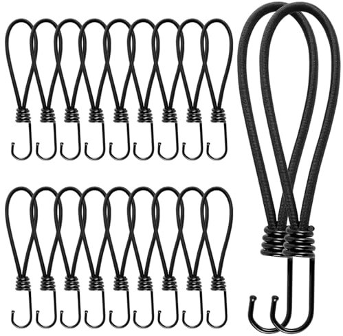 Akicderu Spanngummi mit Haken, 20 Stück Expander mit Haken, 25 cm Robuster Spanngurte mit Haken, Vielseitiger Gummispanner mit Haken, Planenspanner für Verschiedene Anwendungen