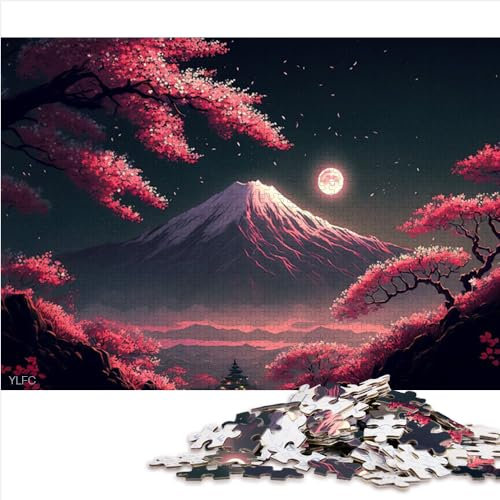 Puzzle en Forme de Fleurs de Cerisier Japonais pour Adultes, 1000 pièces, Puzzle en Bois pour Adultes et Enfants, Jeu de Puzzle Familial (50 x 75 cm)