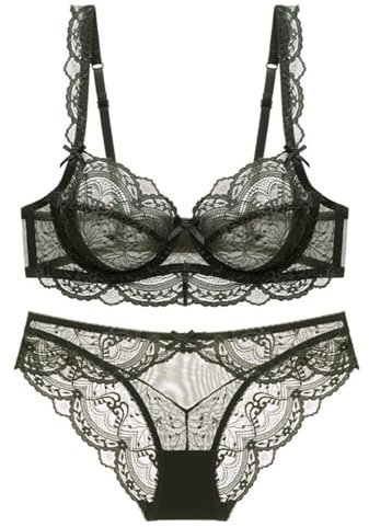 MOONBADI brassière Femme Vert Ensemble Lingerie Femme Push up Dentelle Armature Soutien Gorge Ensembles de Lingerie Soutien Gorge Confort 75C