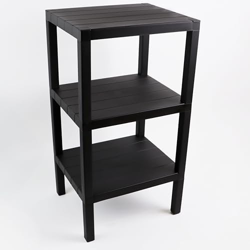DIVCHI 3 Tier Side End Table Nightstand Coffee Tables Storage Bedside Office Living Room Bedroom Small Narrow Space Sofa Table (Black)