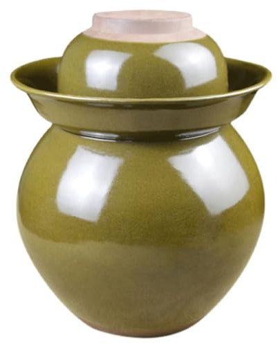 Grand Pot De Cornichons en Céramique, Pot De Fermentation, Mijoteuse avec Couvercle De Sceau d'eau, Réservoir De Fermentation pour La Choucroute Kimchi Pickling, Grè 4kg