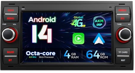 XTRONS 7 Android 14 Car Head Unit 4GB+64GB for Ford Focus Fusion Fiesta | IPS Touch Screen ASK DSP Inclinometer Information Wireless CarAuto Play Bluetooth 4G GPS XTRONS UI Mode Support AHD/DAB+