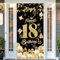 POPOYU Banner 18 Geburtstag Mann,Banner 18. Geburtstag Schwarz Gold,Türbanner 18.Geburtstags,Deko 18.Geburtstags Mann und Frauen,Poster Hintergrund für Geburtstagsbanner, Hintergrunddekorationen