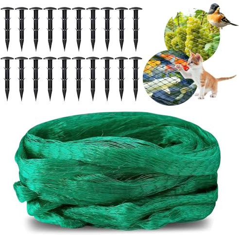 Oenothera 4m x 15m Garden Netting with Garden Pegs, Anti Bird Netting Kit with Plastic Ground Pegs, Fine Mesh Netting for Plants Fruit Veg Patch Grass Seeds