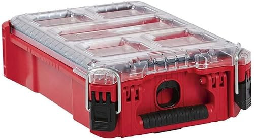 Geeignet für Milwaukee 48-22-8435 5-Behälter, schlagfester Polymer-Packout, kompakter Organizer, rot, schwarz