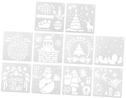 SEWOART 10stücke Weihnachtsmalvorlagen Diy Malschablonen Aus Kunststoff Für Heimwerker Weiß