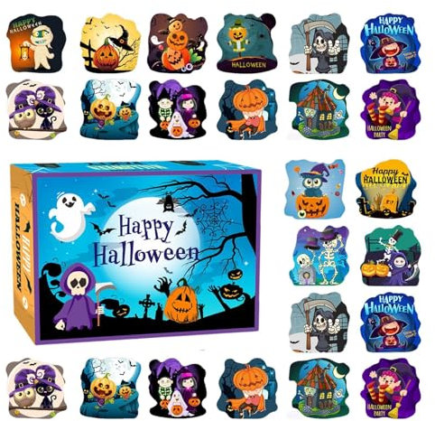 Halloween-Adventskalender 2024, Spielzeug-Countdown-Kalender, Puzzles, Heimdekoration, -Hexe, Geist, Anime-Puzzle für Kinder, Teenager, Erwachsene