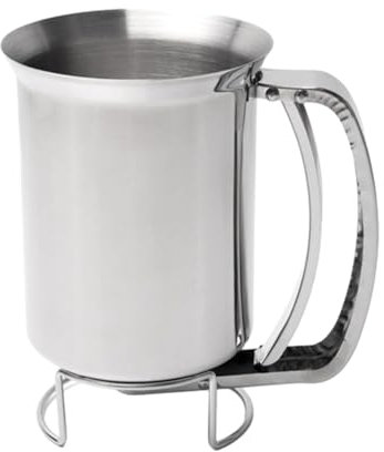 Pasdrucn 1L Teigportionierer Mit Quetschgriff, Edelstahl Teigspender Edelstahl, Pancake Portionierer Mit Ständer, Teigportionierer Flasche, Teigspender Teigportionierer Für Pfannkuchen (1Pcs)