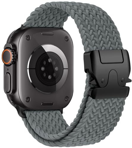 Geflochtenes Armbänder für Apple Watch 10 Armband 46mm 42mm 40mm 44mm 45mm 41mm 38mm 49mm,Elastisches Nylon Strap Fallschirmverschluss Band für Apple Watch SE/2 iWatch 9 8 7 6 5 4 3 Ultra/2 Apfelband