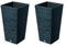 Stolmet Square Tall Modern Look Planter Flower Pot Set (2-Pack) - Indoor & Outdoor Garden Decor, Available in 5 Colours - Furu Design with Removable Insert (Anthracite, 26.6L)