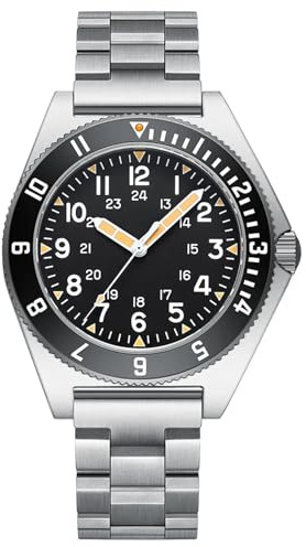 Burnside Steeldive SD1944 Retro Militär NH35 Saphir Lumen Tauchen Armband BNIB, Schwarz