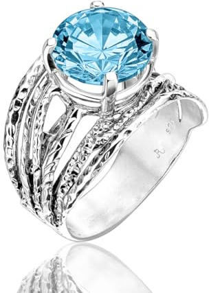 925 Sterling Silber Ring mit rundem Zirkonia, Krappen Vintage Design, Statement Schmuck, hypoallergen, nickelfrei, bleifrei, handgefertigte Designer-Kollektion