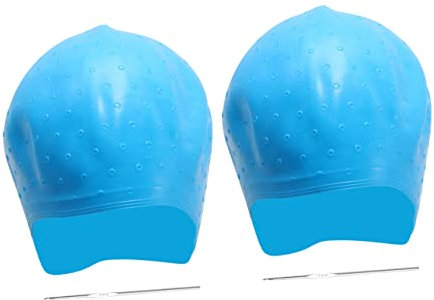Healvian 2sets Silicone Hair Dye Caps Hair Coloring Hat Hooks Highlighting Caps for Diy Coloring Streaking