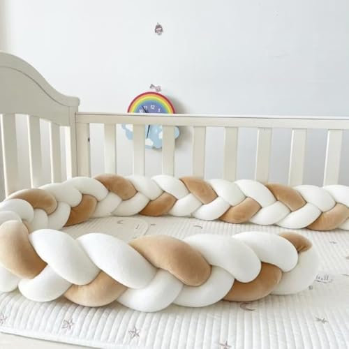 Bettumrandung Geflochten Nestchenschlange Knotenkissen, Superweiches Babybett Umrandung Geflochten Knotenkissen, Stillkissen Seitenschläferkissen für Baby Kinderbett