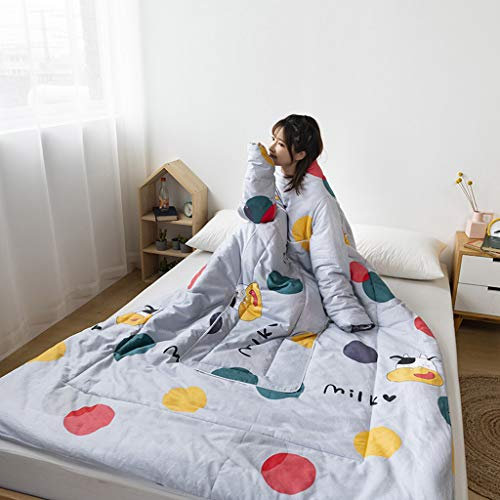 YBVBCXCB Blanket with Sleeves Warm Versatile Lazy Pillow Quilt Winter Thick Washed Quilt Blanket Soft Plush Wearable Throw for Couch Home Nap