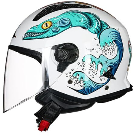 retrò Casco Scodella Portatile Mezzi Caschi Jet, Mezzo Casco da Motociclista Vintage Caschi Caschi Casco a Scodella Scooter Motorino ECE Omologato Mezzo Elmetto da Moto retrò