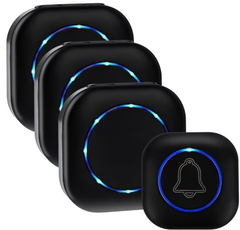 Sonnette Sans Fil Exterieur,200m Carillon Sans Fil Avec Pile,Doorbell 3 RéCepteur,38 MéLodies Et 4 Niveaux,Ring Doorbell,Carillon Sans Fil Pour Maison, HôTel, Urgence, Noir