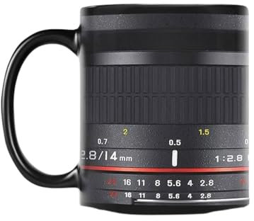 Camera Lens Coffee Mug, Ceramic Camera Lens Cup, 12oz Camera Mug Novelty Photography Coffee Mug, Christmas Birthday Cool Gi-fts for Women Men Photographers