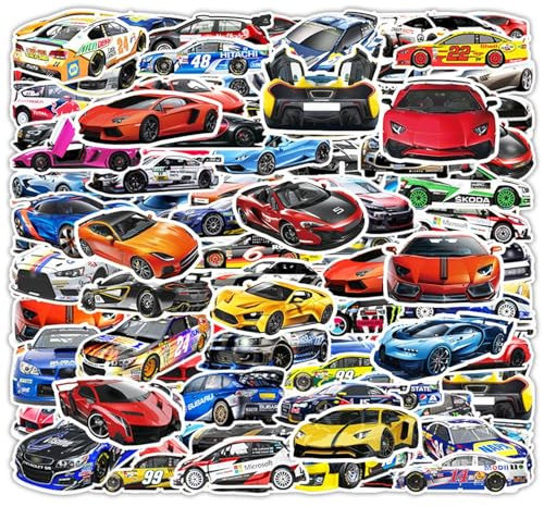 SLEEKEE 102 Supercar-Rennaufkleber, Modische Aufkleber, Wasserfeste Aufkleber, Können Zum Dekorieren Von Notizbüchern, Rollern Und Gepäck Verwendet Werden