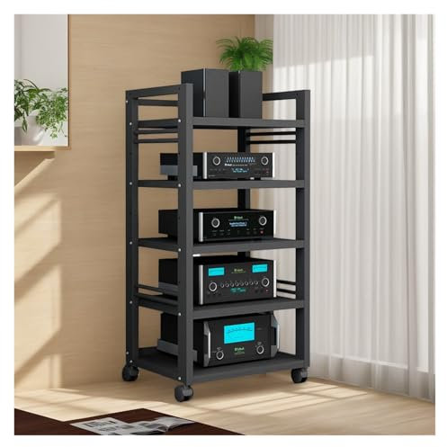 mueble equipo hifi Soporte For Medios AV Estante For Componentes De Audio, Gabinete For Tocadiscos Estéreo De Madera Con Esquina For Cine En Casa Con Estantes Abiertos For Sala De Estar, Organizador D