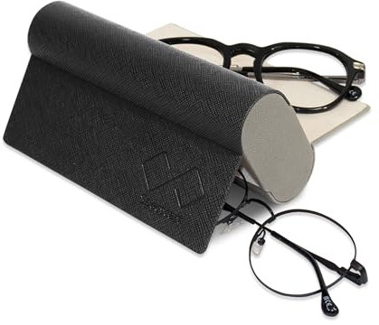 Specscart. Custodia doppia per occhiali, 2 in 1, soluzione comoda ed elegante per riporre gli occhiali (nero e grigio), Grigio scuro e nero, M