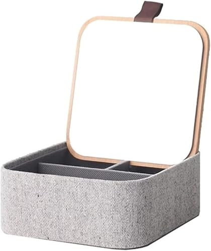ZGSSOPTU Boîte de rangement avec couvercle en bambou miroir à chevrons - Boîte de rangement pour montres - Pour femme