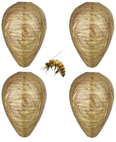 4 Stück Wespennest Attrappe Wetterfest,Wespen Abwehr Gegen Nestbau Künstliches Hornissennest Anti Wespen Vertreiben Insekten Dummy Wasp Nest Outdoor Protect Wespenfalle,für Wespenabwehr Draußen Balkon