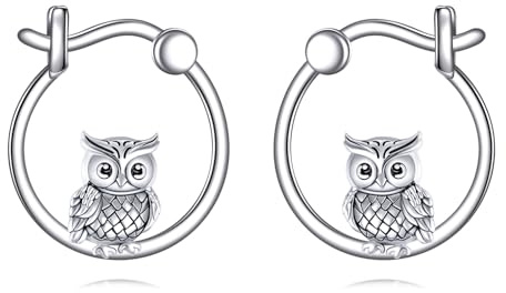 Eulen-Ohrringe aus 925 Sterling Silber, Tierschmuckgeschenke für Frauen, Eulenliebhaber.