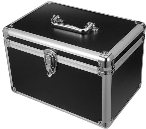 WOONEKY Portable Aluminum Alloy Toolbox Large 30x20x20cm Handheld Metal Storage Case Black Single-layer Tool Organizer Suitable for Outdoor Work and Travel