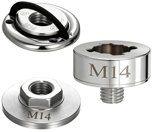 X Lock Adapter Set, M14 Gewindekonverter mit Flansch Schnellspannmutter | Kontermutter, Rostfreie Leistung Robust und Langlebig, für Winkelschleifer Diamantbohrer Sägeblatt Trennscheiben