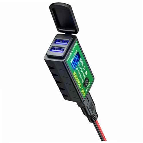 TOGEVAL Motorbike USB Dual Ladegerät mit Voltmeter Aus Schalter Kabel Motorrad Handy Power Adapter Sicheres und Langlebiges Pp Material Schutz vor Überladung und Überhitzung