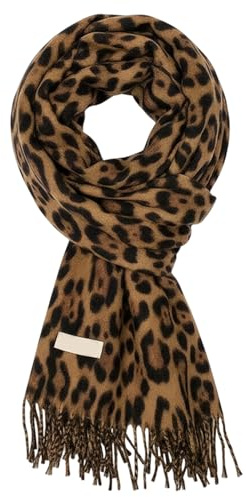 JcvPot Schal Leopardenmuster Damen, Leo Schal Damen Winter, Leoparden Schal, Decke Bequemes und Atmungsaktives Geschenk für Frauen, 230g Hochwertig