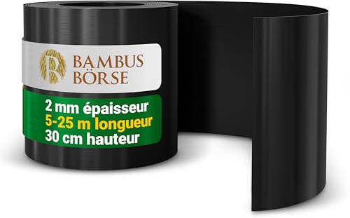 Bambusbörse Rasenkante - Beetabgrenzung 30 cm hoch, 15 m lang aus HDPE Kunststoff - Flexible Beeteinfassung & Rasenbegrenzung wetterfest, UV-beständig, langlebig, einfache Montage - Beetkante Rolle