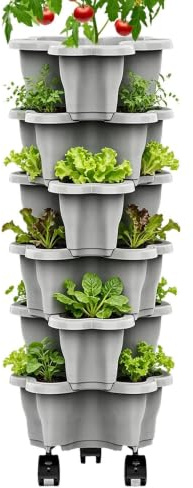 Streysisl Vertical Planter | 6-Tier with Wheels Weatherproof Pots,Tiered Planter Garden Tower,for Indoor Outdoor Home Balcony Yard Raised Bed Greenhouse Strawberry Flower Grow