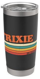 Trixie Retro Personalizado Nombre Vintage Rayas Vaso térmico de acero inoxidable de doble pared