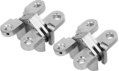 Ranbo 60mm Schwerlast Verdecktes Türscharnier,180°Unsichtbares Scharnier aus Edelstahl mit Kreuzstruktur,geeignet für Türstärken ab 20mm,Ideal für Trennwände und Falttüren,2 Stk.(Max. Tragkraft 20kg)