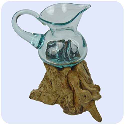 Wurzelholz Glas-Vase Wurzel-Vase Deko-Glas Geschenk Unikat Objekt Design Blumenvase Krug