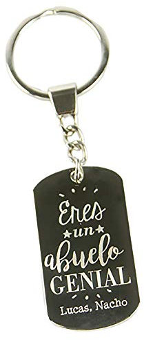 Regalo Personalizable para Abuelos: Llavero Grabado 'Eres un Abuelo Genial' Personalizado con el Texto Que tú Quieras