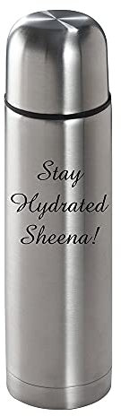 Personalised Brushed Steel Insulated Vacuum Flask 1 Litre - Engraved - Enter Your Custom Text.