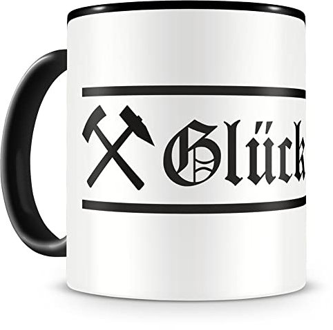 Samunshi® Schlägel und Eisen Glück Auf 1 Tasse Kaffeetasse Teetasse Kaffeepott Kaffeebecher Becher Ruhrpott Schalke Schlägel und Eisen Glück Auf 1 300ml schwarz/schwarz